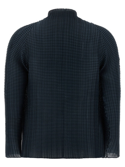 Cardigan by Issey Miyake for women in polyester dark-blue features a nuanced silhouette with a refined high-neck neckline and nuanced detailing for a sophisticated look.