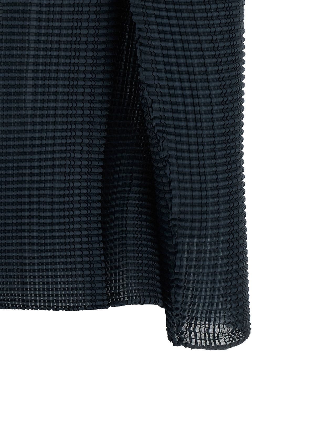 Cardigan by Issey Miyake for women in polyester dark-blue features a dramatic silhouette, showcasing a sophisticated and dramatic detail for a timeless, premium look.