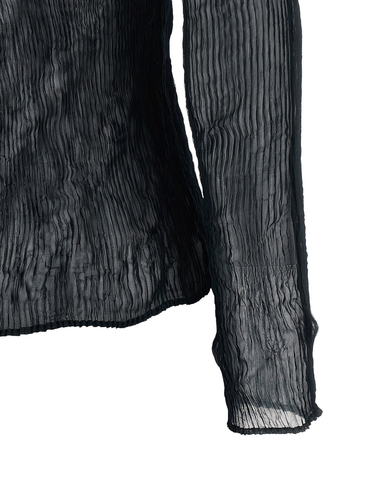 Cardigan by Issey Miyake for women in polyester chiffon black & transparent features a nuanced silhouette with a refined and nuanced detailing for a sophisticated look.