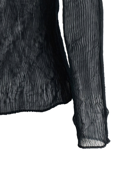 Cardigan by Issey Miyake for women in polyester chiffon black & transparent features a nuanced silhouette with a refined and nuanced detailing for a sophisticated look.