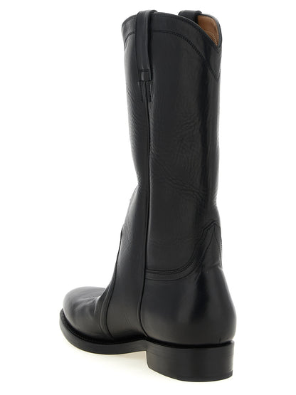 Cowboy Over-The-Knee Mid-Calf Boots by Jil Sander for men in calfskin leather black showcases a ergonomic silhouette from the Men's Calfskin Leather Cowboy Over-The-Knee Mid-Calf Boots collection, featuring a ergonomic and a ergonomic .