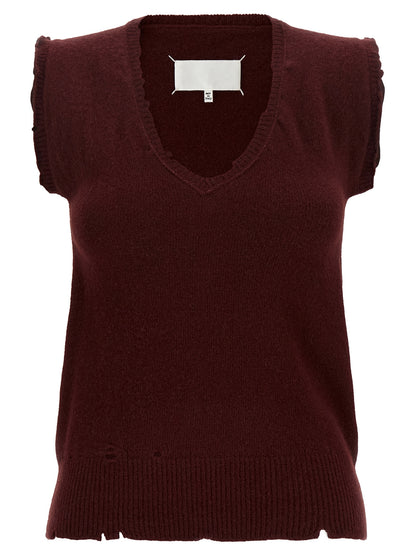 Maison Margiela Bordeaux Virgin Wool Sleeveless Jacket