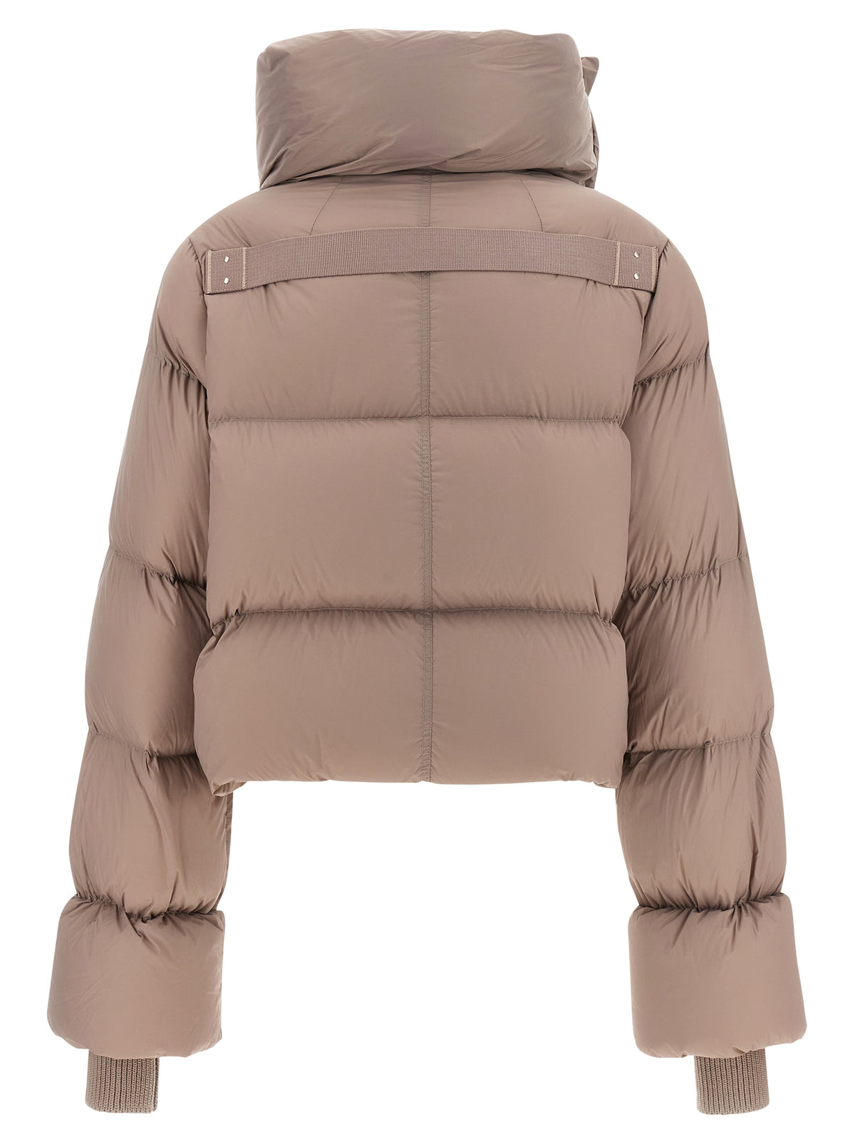 Puffer Jacket by Rick Owens for women in cotton nylon goose down & virgin wool multicolor, pink & signature features a dramatic silhouette, showcasing a sophisticated and distinctive insulated for a dramatic aesthetic.