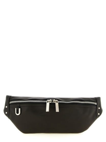 Crossbody Handbag by Rick Owens for women in calfskin leather black & silver features a transformative elegance silhouette, showcasing a secure , organized , and versatile crossbody-strap for a transformative elegance look.