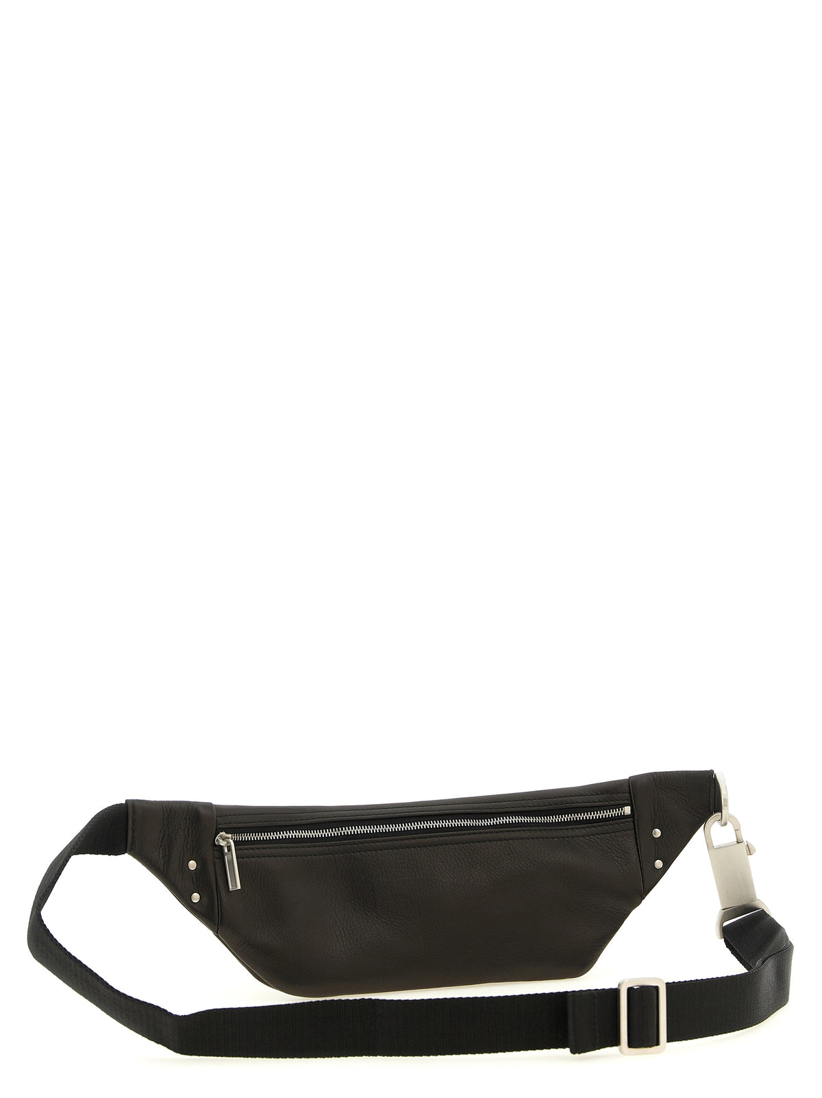 Crossbody Handbag by Rick Owens for women in calfskin leather black & silver features a transformative sophistication silhouette, showcasing a secure , ample , and versatile crossbody-strap for a transformative sophistication look.
