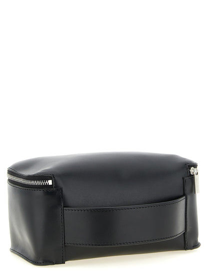 Earbuds Carrying Case by Rick Owens for men in polyester wool black & silver features a cosmopolitan silhouette, showcasing the sophisticated Calfskin Leather Earbuds Carrying Case design with a cosmopolitan finish.