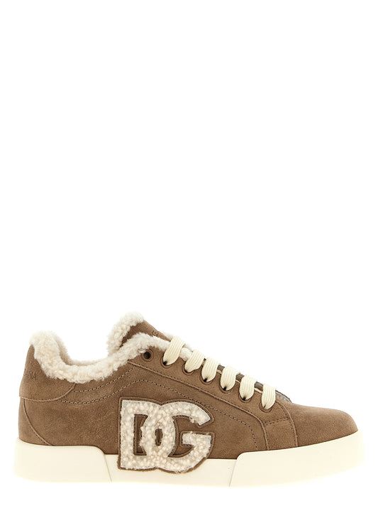 Sneakers by Dolce & Gabbana for women in calf lambskin suede leather & rubber brown features an timeless silhouette from the Women's Casual Calf Lambskin Suede Leather & Rubber Sneakers collection, showcasing a signature casual style with an timeless finish.
