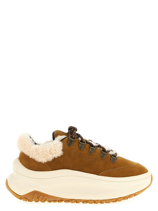 Sneakers by Moon Boot for women in eva polyester rubber & suede leather beige features an fashionable silhouette, showcasing the premium City Women's Chunky EVA Polyester Rubber & Suede Leather Sneakers in a fashionable chunky style that offers a fashionable finish for refined style.