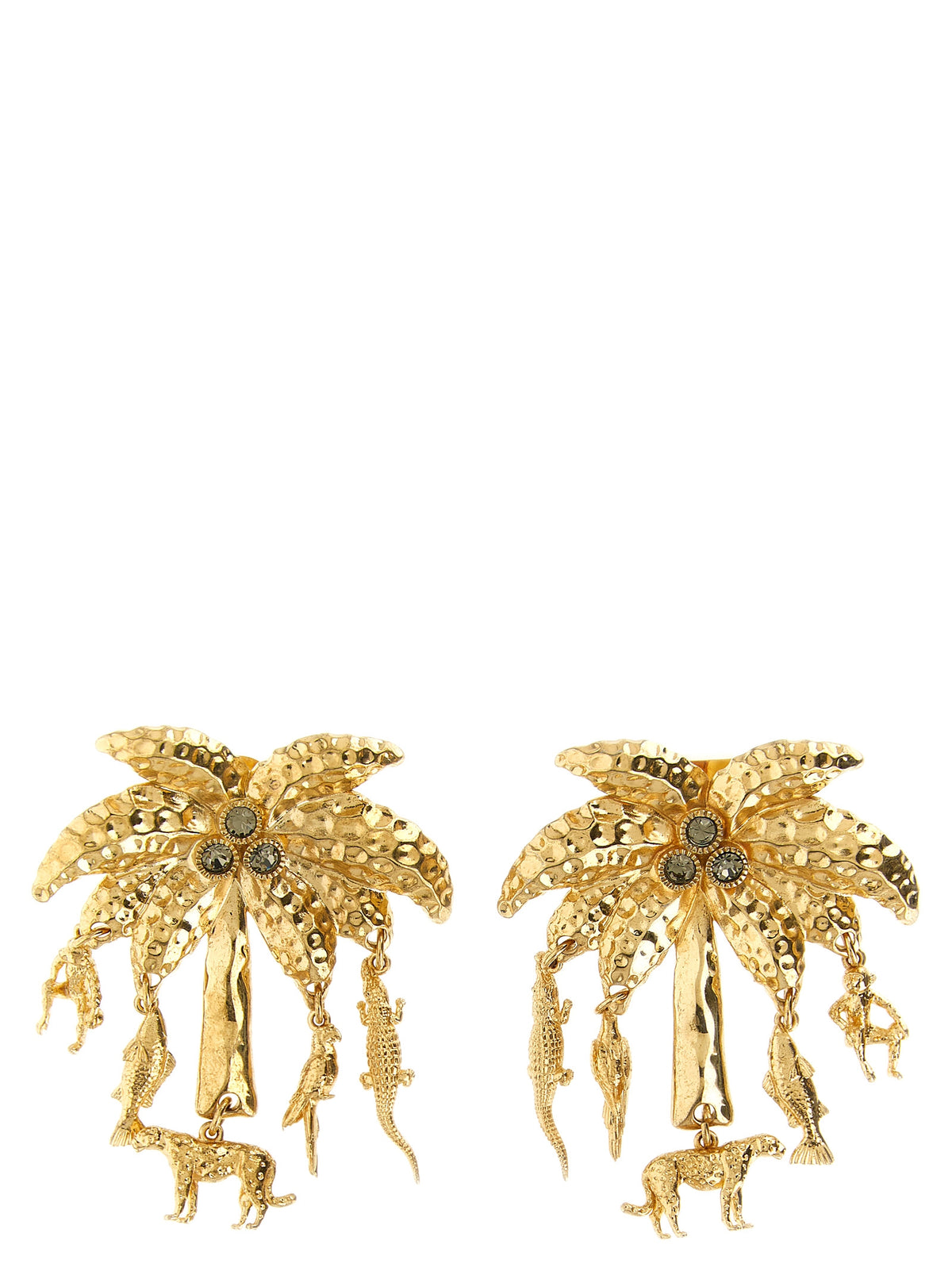 Earrings by Jacquemus for women in wool animal, copper & gold features an ornate from the Women's Brass Copper Gold & Rhinestone Earrings collection, showcasing a ornate finish that embodies sophisticated luxury.