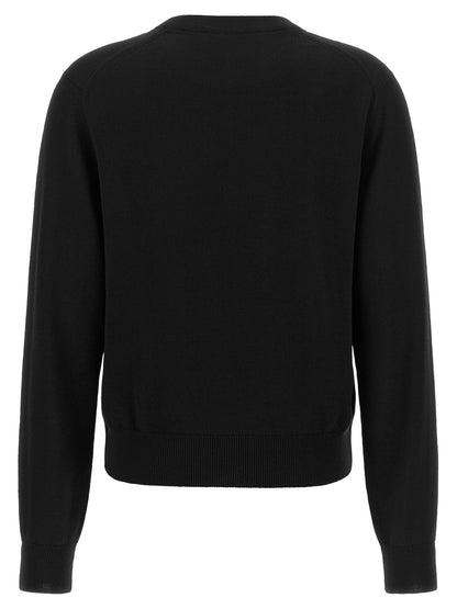 Cardigan by Maison Kitsuné for women in merino wool black features an crisp silhouette, showcasing a sophisticated crew neckline and detail for a truly crisp finish.
