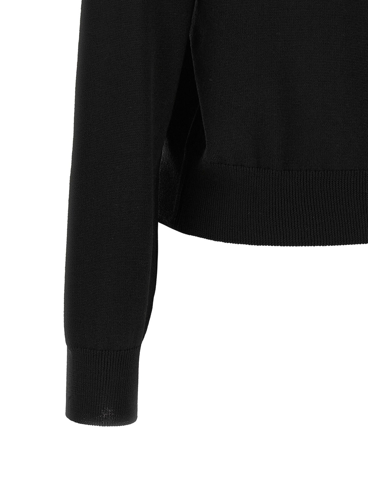 Cardigan by Maison Kitsuné for women in merino wool black showcases a captivating silhouette, artfully detailed with a captivating and for a truly sophisticated captivating look.