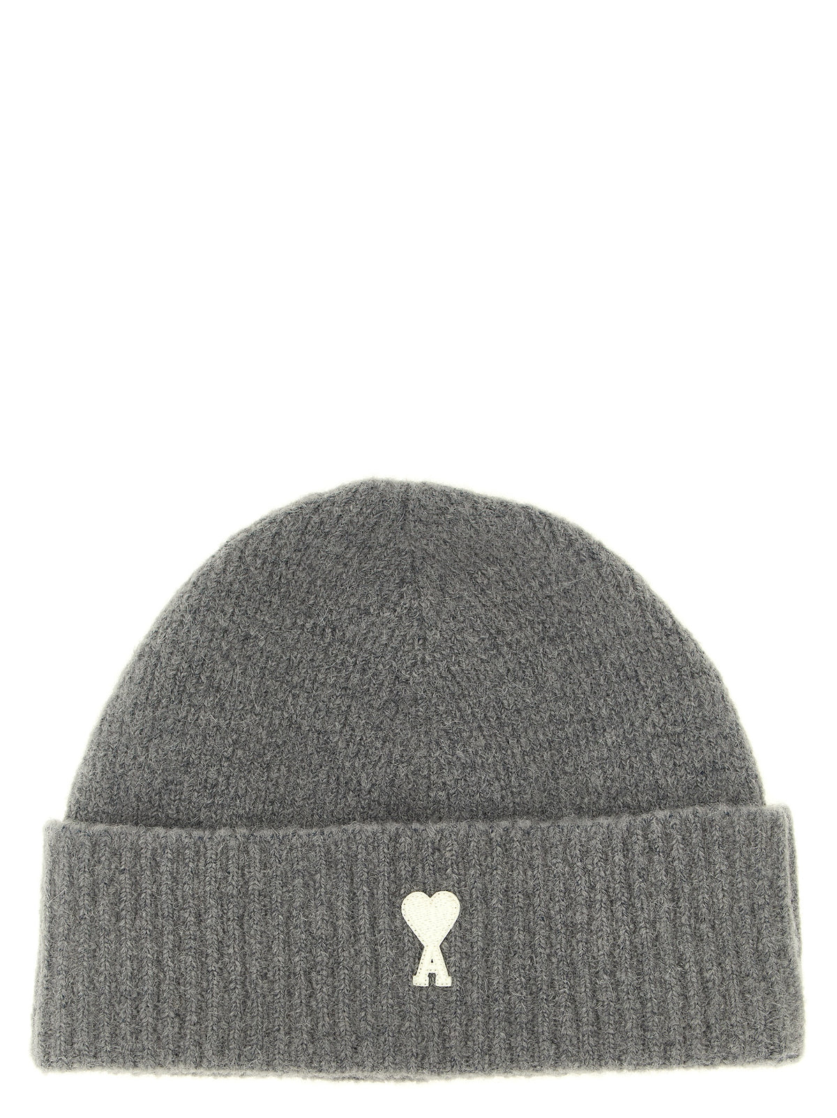 Beanie Hat by Ami Paris for unisex in polyamide leather & alpaca wool gray presents a urban-chic silhouette, artfully capturing the essence of the urban-chic Polyamide Leather & Alpaca Wool Beanie Hat design for a sophisticated look.