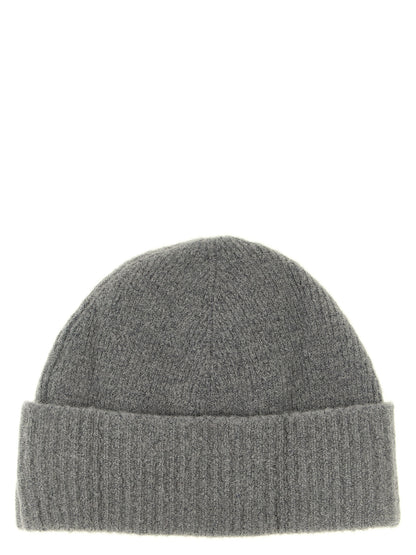 Beanie Hat by Ami Paris for unisex in polyamide leather & alpaca wool gray presents a urban-chic silhouette, showcasing the urban-chic craftsmanship of this Polyamide Leather & Alpaca Wool Beanie Hat.