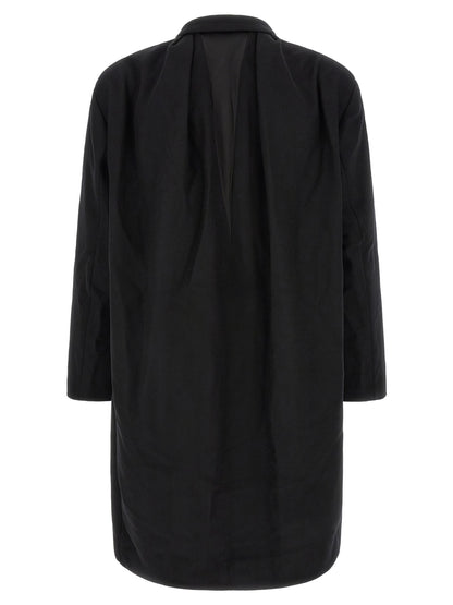 Overcoat by Kiko Kostadinov for men in satin wool black features a cosy chic silhouette, artfully detailed with a sophisticated and premium for a cosy chic finish.