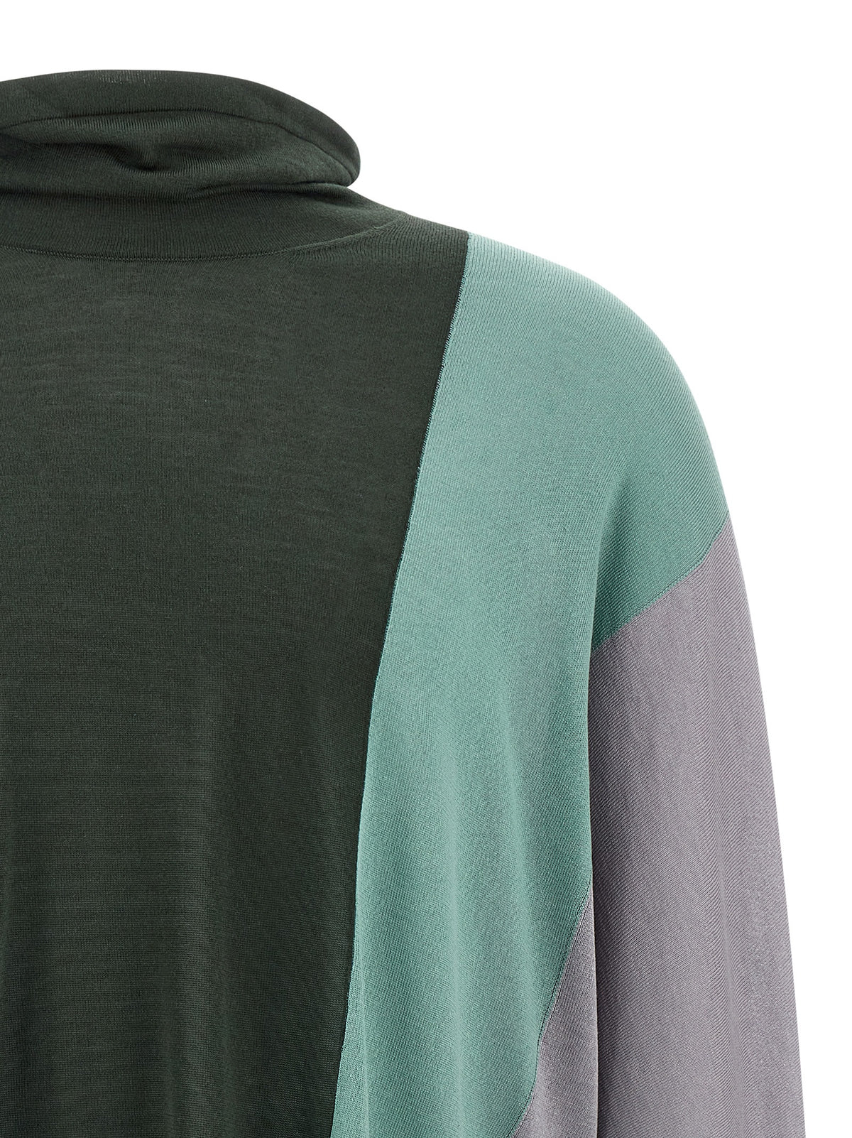 Cardigan by Kiko Kostadinov for men in lyocell & silk multicolor, patterned & chevron showcases a captivating silhouette, artfully detailed with a captivating and turtle neckline for a truly sophisticated captivating look.