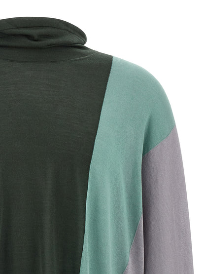Cardigan by Kiko Kostadinov for men in lyocell & silk multicolor, patterned & chevron showcases a captivating silhouette, artfully detailed with a captivating and turtle neckline for a truly sophisticated captivating look.