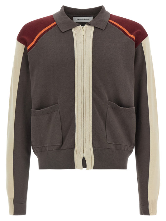 Cardigan by Kiko Kostadinov for men in cotton burgundy, cream, gray, multicolor & orange features a nuanced silhouette with a refined and nuanced detailing for a sophisticated look.