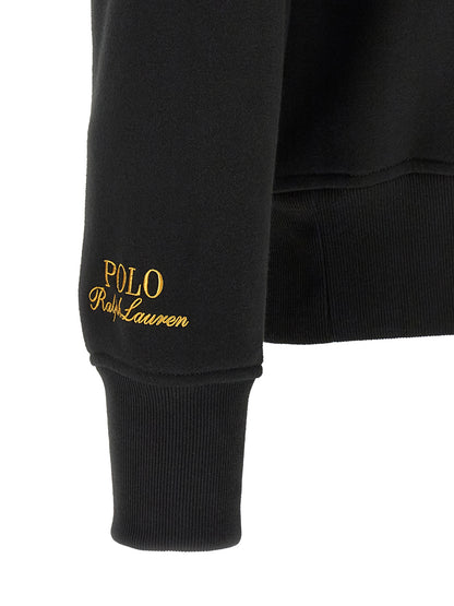 Sweatshirt by Polo Ralph Lauren for men in polyester cotton twill black, gold & monogram features a unrivaled silhouette with a refined and unrivaled detailing for a sophisticated look.
