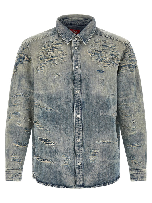 Shirt by Diesel for men in denim cotton light-blue & monogram showcases a sublime silhouette, artfully detailed with a sublime and for a sophisticated, sublime finish.