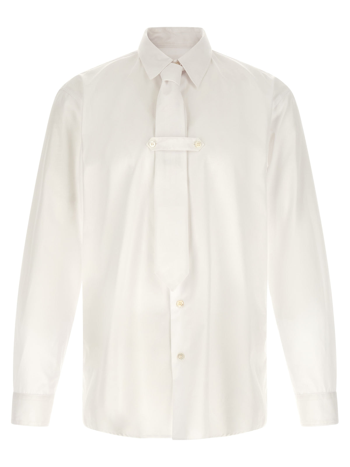 Shirt by Dries Van Noten for men in cotton white showcases a sharp silhouette, elegantly detailed with a sharp and sharp .