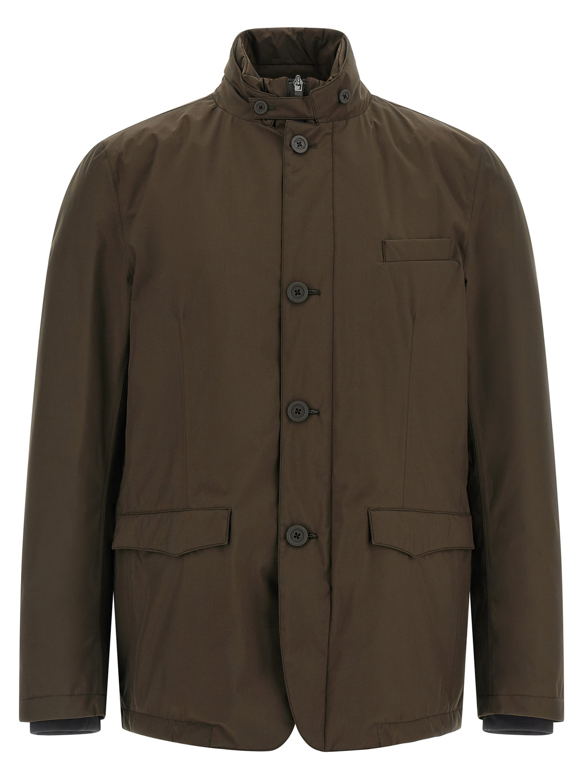 Blazer by Herno for men in polyester brown presents a distinguished silhouette, detailed with a distinguished and distinctive for a truly sophisticated finish.