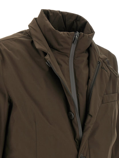 Blazer by Herno for men in polyester brown features an crisp silhouette with sophisticated and a crisp for a truly crisp finish.