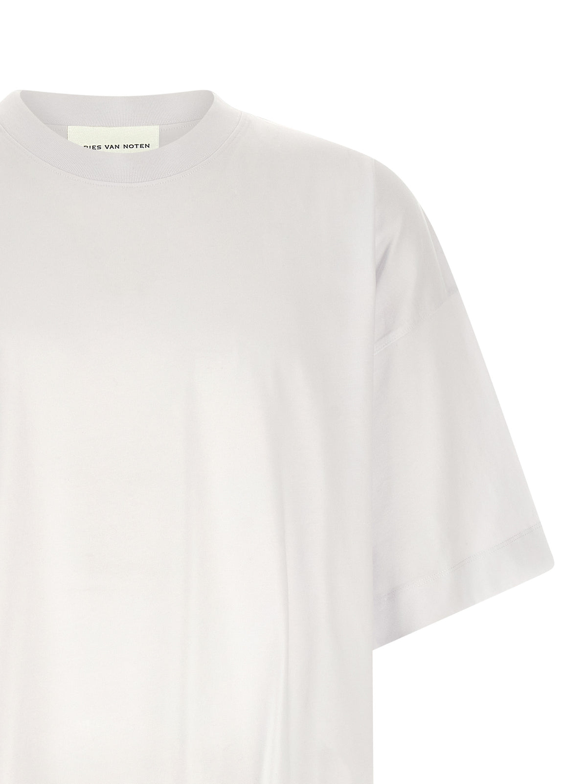 T-Shirt by Dries Van Noten for men in cotton white features a plush silhouette, showcasing a sophisticated and for a truly plush finish.