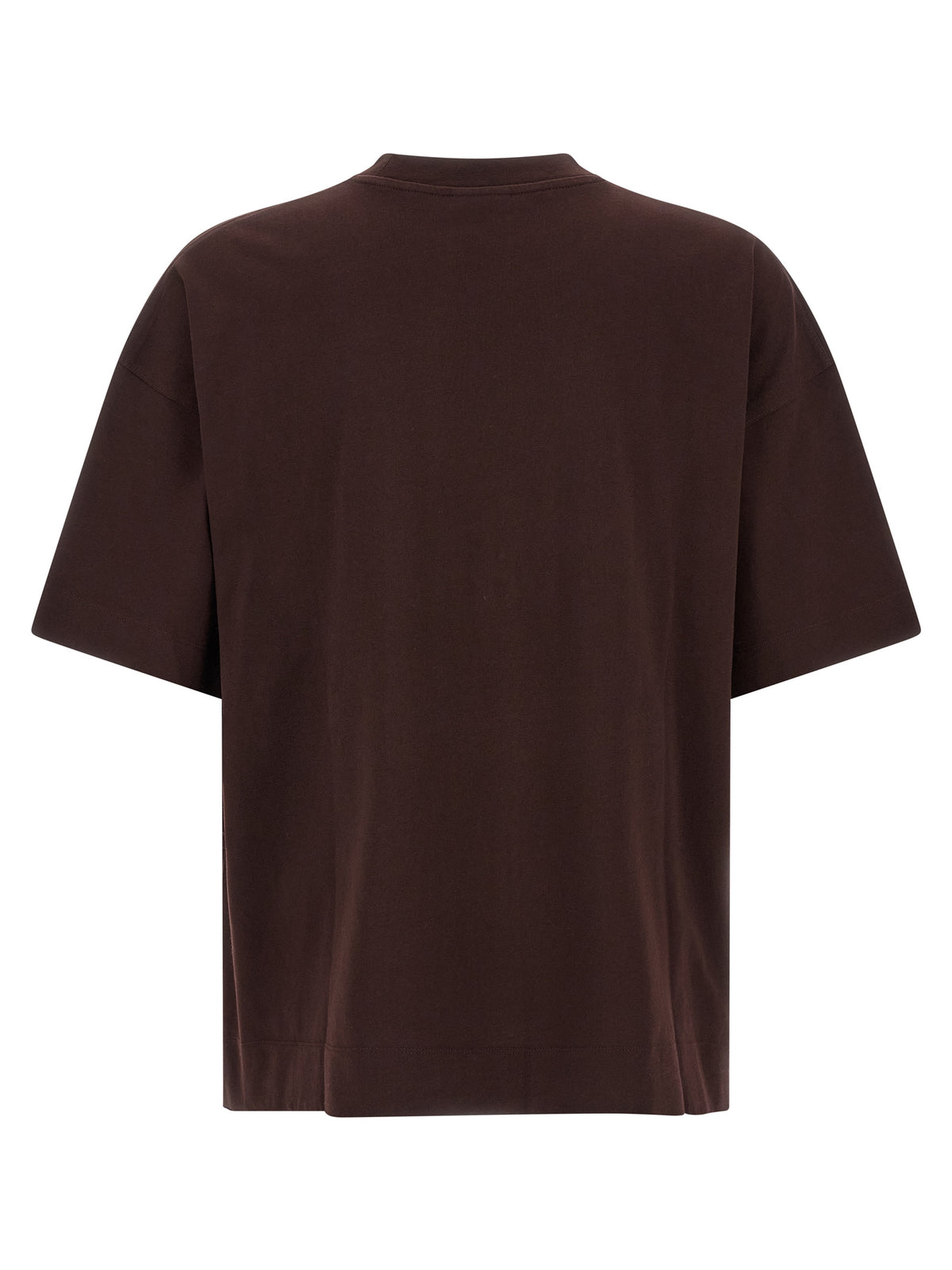 T-Shirt by Dries Van Noten for men in cotton bordeaux showcases a fashionable silhouette, elegantly detailed with a fashionable and crew neckline for a sophisticated, high-fashion look.