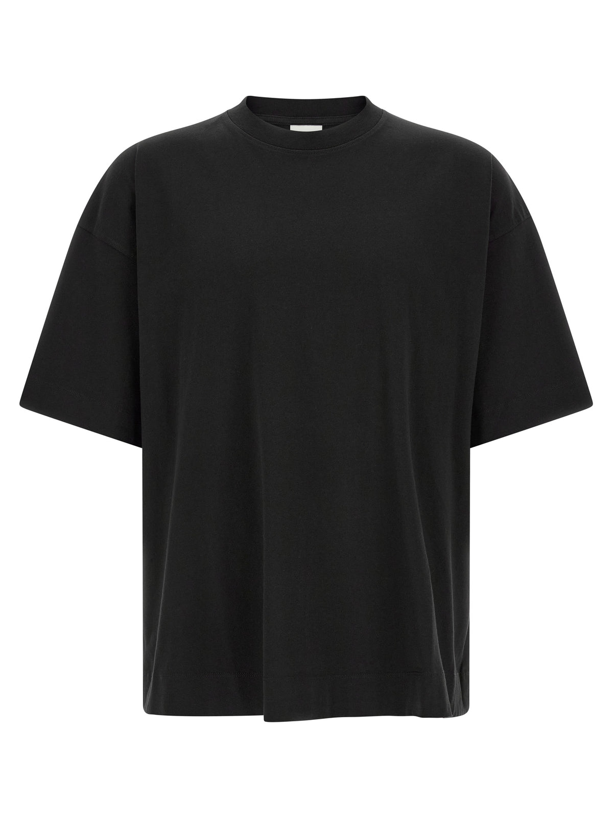 T-Shirt by Dries Van Noten for men in cotton black features a plush silhouette, showcasing a sophisticated crew neckline and for a truly plush finish.