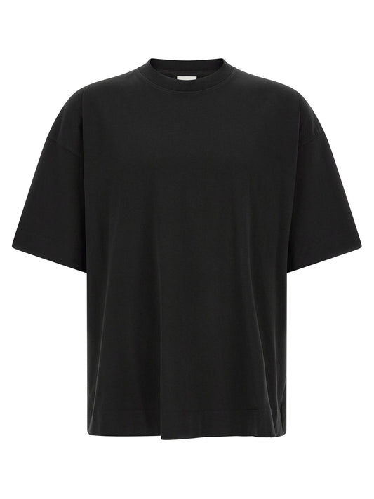 T-Shirt by Dries Van Noten for men in cotton black features a plush silhouette, showcasing a sophisticated crew neckline and for a truly plush finish.