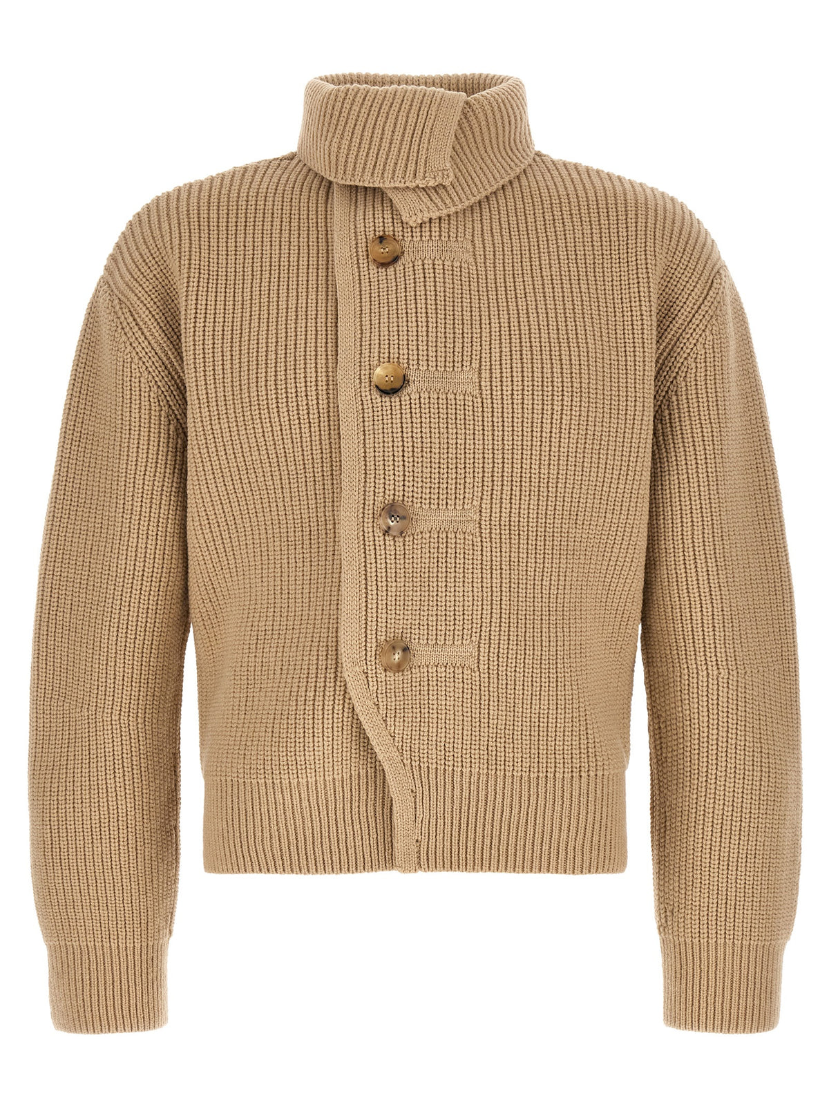 Dries Van Noten Men's Relaxed Fit Wool Cardigan - Beige Horn