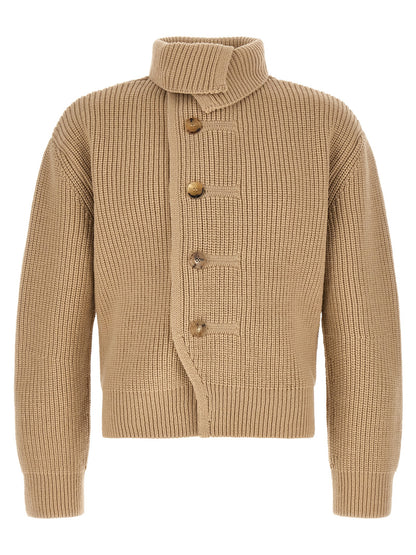Dries Van Noten Men's Relaxed Fit Wool Cardigan - Beige Horn