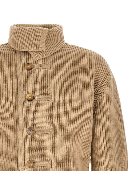 Dries Van Noten Men's Relaxed Fit Wool Cardigan - Beige Horn