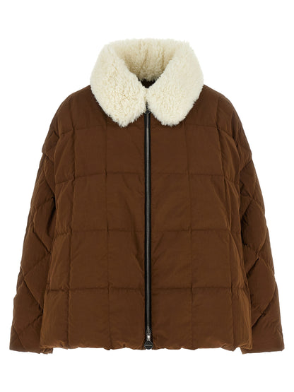 Overcoat by IENKI IENKI for women in plush cotton nylon & polyester brown features an voluminous silhouette, showcasing distinct windproof and a voluminous for a truly voluminous aesthetic.