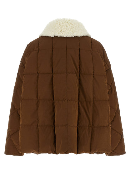 Overcoat by IENKI IENKI for women in plush cotton nylon & polyester brown showcases a architectural silhouette, artfully detailed with a distinctive and functional windproof for a architectural finish.