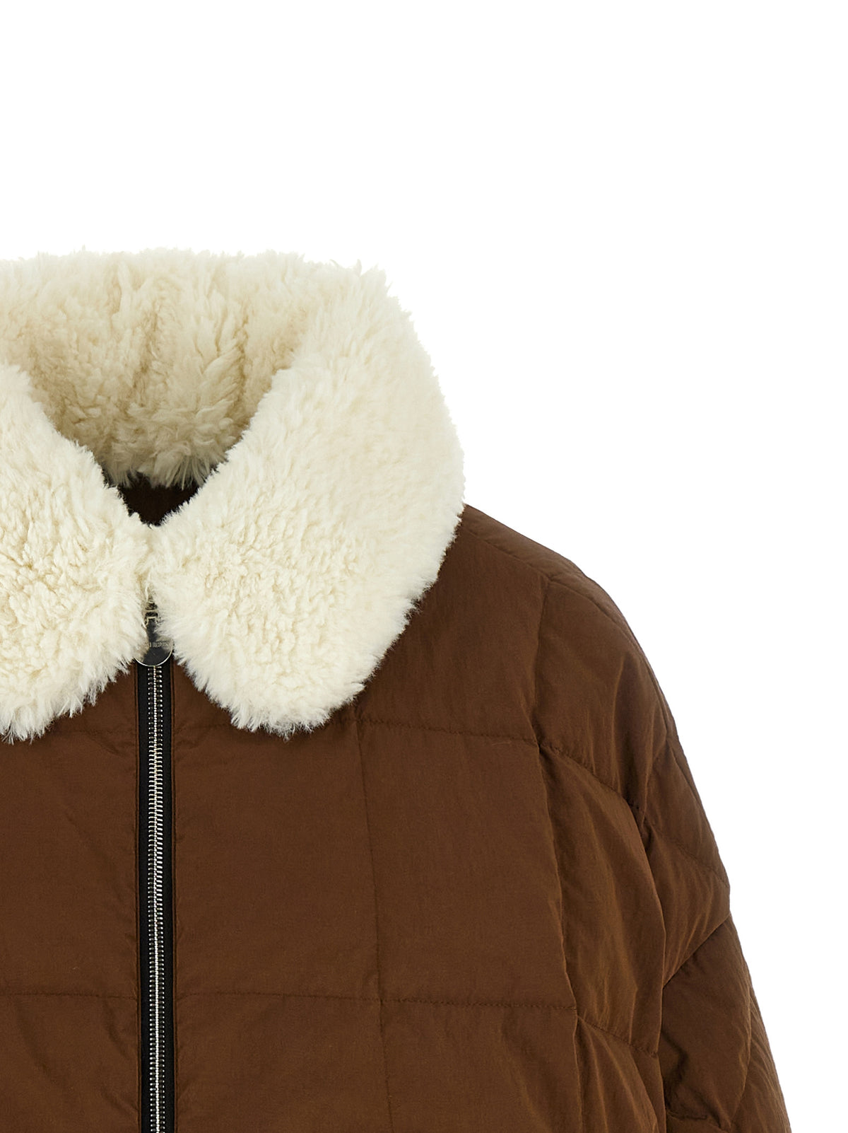 Overcoat by IENKI IENKI for women in plush cotton nylon & polyester brown features a cosy chic silhouette, artfully detailed with a sophisticated and premium windproof for a cosy chic finish.