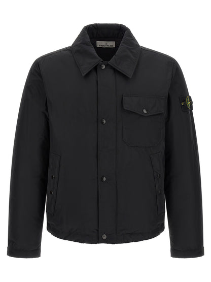 This Jacket by Stone Island for men in polyamide & polyester black & signature showcases a magnificent silhouette, meticulously crafted with a distinctive and functional thermal & pockets for a magnificent finish.
