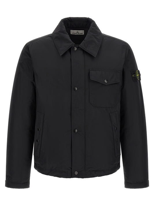 This Jacket by Stone Island for men in polyamide & polyester black & signature showcases a magnificent silhouette, meticulously crafted with a distinctive and functional thermal & pockets for a magnificent finish.