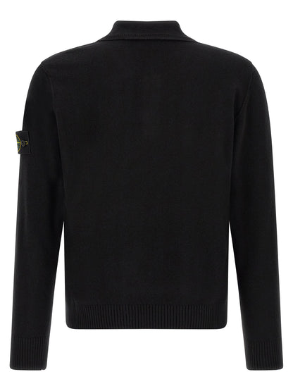 Stone Island Black Virgin Wool Polo Shirt