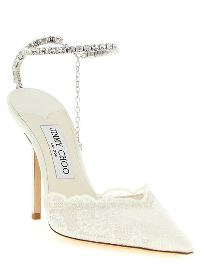 Jimmy Choo White Tencel High Heel Pumps