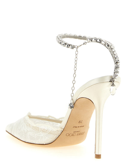 Jimmy Choo White Tencel High Heel Pumps
