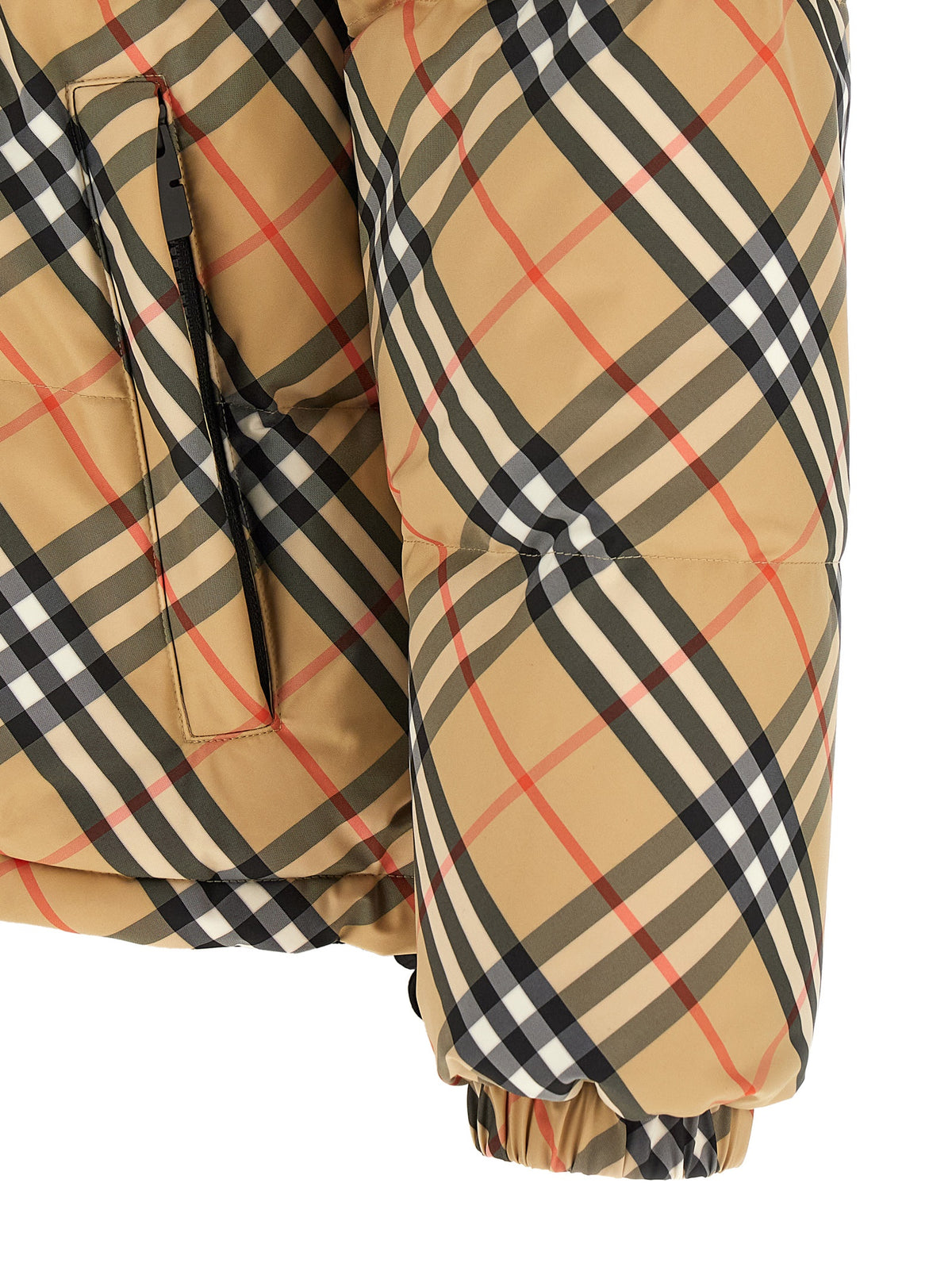 Hooded Puffer Jacket by Burberry for men in nylon & polyester beige & print showcases a bohemian silhouette, artfully detailed with a bohemian and signature hooded, insulated & windproof for a truly bohemian finish.