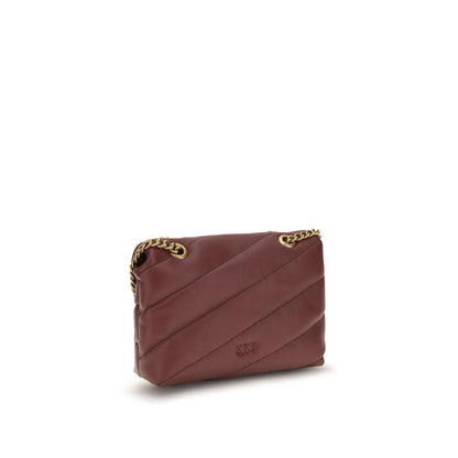 PINKO Bordeaux Calf Leather Bos Taurus Shoulder Bag