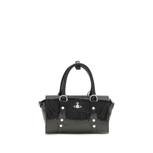 Mini Shoulder Flap Bag by Vivienne Westwood for women in bos taurus calf leather black & silver features a effortless sophistication silhouette, secured by a flap, zipper & magnetic with ample and versatile shoulder-strap for a effortless sophistication finish.
