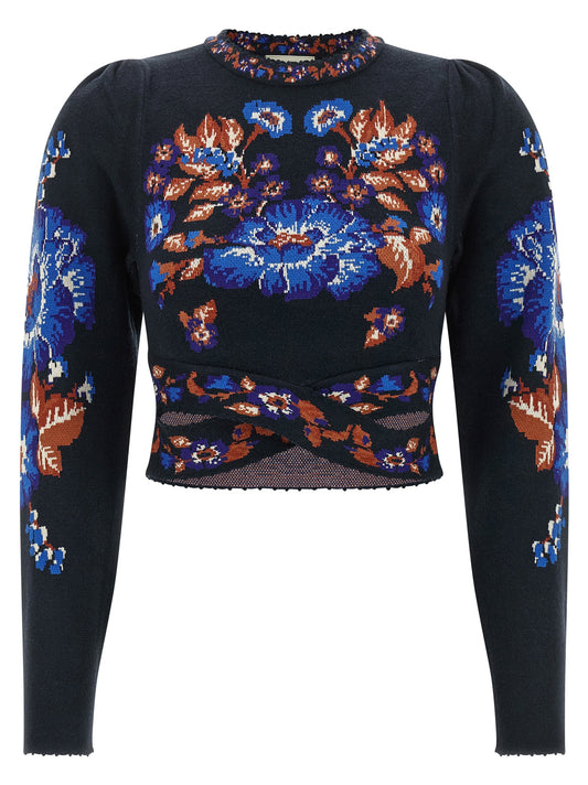 Sweatshirt by FARM RIO for women in viscose polyester & polyamide dark-blue, multicolor & floral features a unrivaled silhouette with a refined and unrivaled detailing for a sophisticated look.