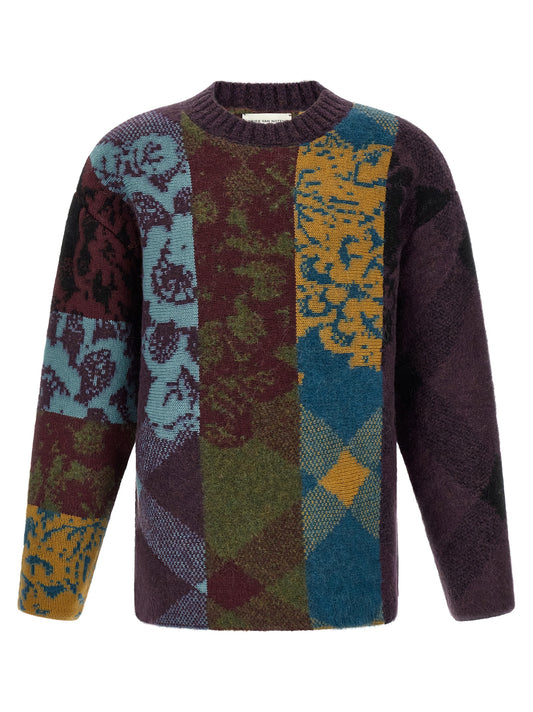 Cardigan by Dries Van Noten for men in canvas polyamide & alpaca wool multicolor, plum & jacquard features an impeccable silhouette, showcasing a sophisticated and detail for a truly impeccable finish.