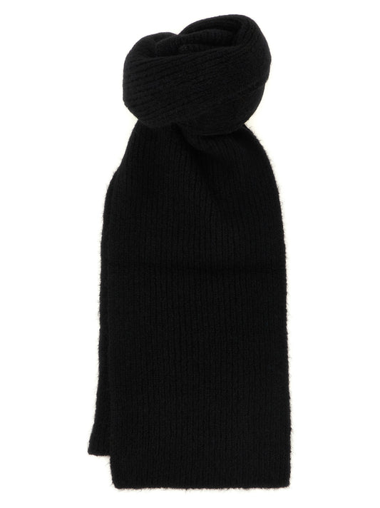 Scarf by Dries Van Noten for men in polyamide merino & alpaca wool black & white presents a cosy silhouette, artfully capturing the sophisticated design and premium aesthetic of the Polyamide Merino & Alpaca Wool Foulard Wrap Scarf.