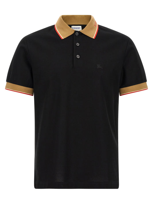 Polo Shirt by Burberry for men in cotton black & striped showcases a enviable silhouette, featuring a refined and for a enviable finish.