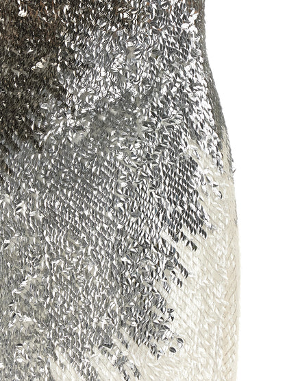 Elisabetta Franchi Silver Polyamide Midi Dress