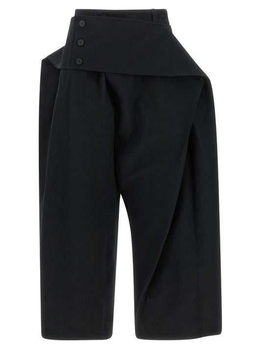 Casual Pants by Issey Miyake for women in cotton polyester black & jacquard presents a refined pantology silhouette, artfully defined by a refined pantology wide, long, and a sophisticated .